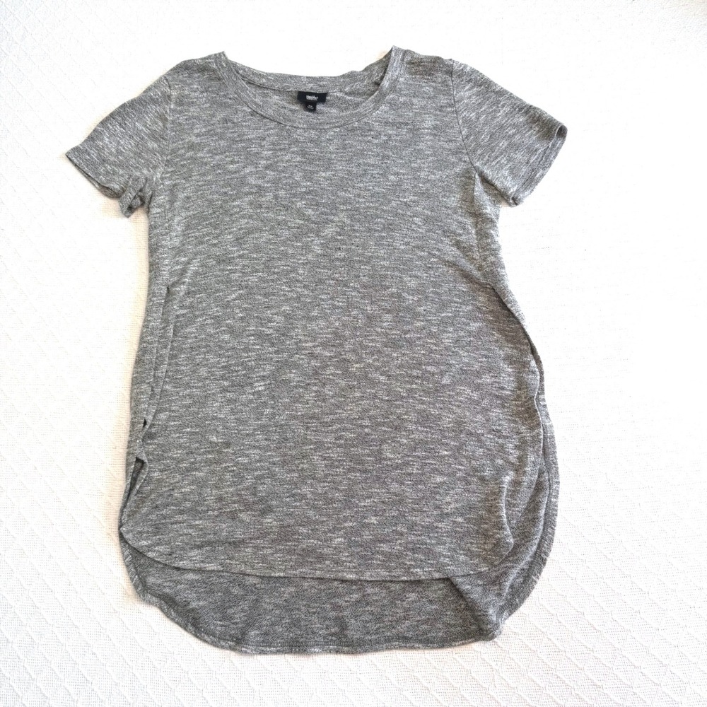 Mossimo Womens Grey Heathered Marl Knit High Low Short Sleeve Top Size M